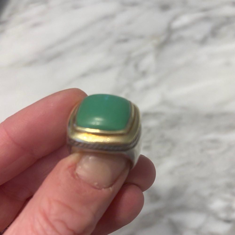 David Yurman Turquoise Silver and Gold Albion Ring Sz 7 - Picture 7 of 7
